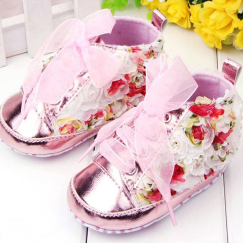 Newborn Baby Kids Girls Floral Anti-slip Shoes